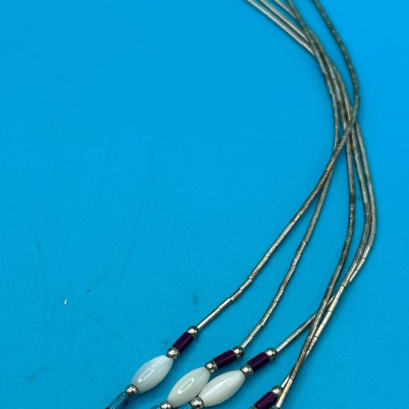 Vintage Sterling silver liquid silver with turquoise and onyx by Moquino Family - Picture 4 of 7